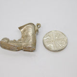 Sterling Silver Patterned Scruffy Boot Charm Pendant Vintage c1970
