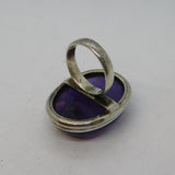 Large Sterling Silver & Cabochon Cut Amethyst Statement Ring Vintage Birmingham