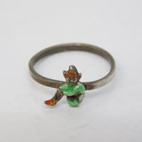 Sterling Silver & Enamel Cornish Pixie Souvenir Ring Antique Art Deco c1920s