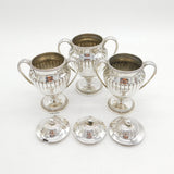 George III Sterling Silver Set of Pedestal Condiment Pots Antique Robert Garrard