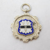 Sterling Silver & Enamel Sporting Fob Medal Antique 1921 Birmingham Deco