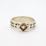 Sterling Silver Mackintosh Style Amethyst Dress Ring Modern 1998 Size P 1/2