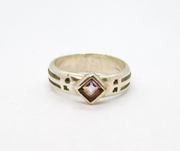 Sterling Silver Mackintosh Style Amethyst Dress Ring Modern 1998 Size P 1/2