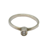 Sterling Silver White Topaz Solitaire Studio Ring Contemporary c1990 Size N 1/2