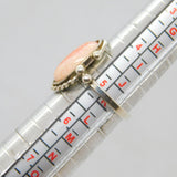 900 Silver Peach/Pink Semi-Precious Cabochon Dress Ring Vintage c1970 Size J 1/2