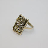 Sterling Silver Marcasite Set Patterned Art Deco Dress Ring Antique c1930 Size N