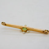 Edwardian 9ct Gold, Periodt & Seed Pearl Floral Suffragette Brooch Antique c1910