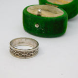 Sterling Silver Patterned & Textured Band Ring Vintage c1970 Size O 1/2
