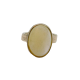 Sterling Silver Natural Shell Oval Studio Dress Ring Vintage c1970 Size O 1/2