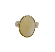 Sterling Silver Natural Shell Oval Studio Dress Ring Vintage c1970 Size O 1/2