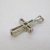 Sterling Silver Paste Set Cross Charm Pendant Vintage c1970s