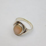 Sterling Silver Natural Shell Swirl Front Dress Ring Vintage c1970 Size M 1/2