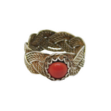 Sterling Silver Cabochon Red Agate Braid Effect Ring Vintage c1970 Size J 1/2