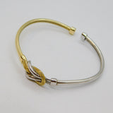 Sterling Silver & Gilt Two-Tone Infinity Knot Cuff Bangle Bracelet Modern c2000s