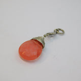Sterling Silver Wire Wrapped Cherry Quartz & Crystal Charm Pendant Vintage c1970