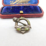 Sterling Silver Connemara Marble Sword Form Kilt Brooch Antique c1900 Victorian