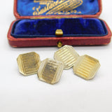 9ct Gold on Sterling Silver Engine Turned Cufflinks Antique c1930 Art Deco