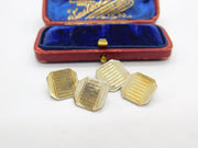 9ct Gold on Sterling Silver Engine Turned Cufflinks Antique c1930 Art Deco