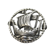 Scottish Style Sterling Silver Viking Ship Brooch Pin Vintage c1970s