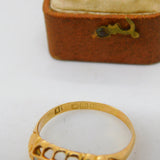 Victorian 18ct Yellow Gold, Sapphire & Diamond Boat Ring Antique 1864