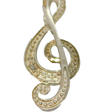 Sterling Silver Single Diamond Set Treble Clef Charm Pendant Vintage c1970