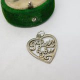 Sterling Silver I Love You Heart Charm Pendant Vintage c1970