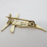 Opro Norwegian Sterling Silver White Enamel Seagull Brooch Vintage c1950s