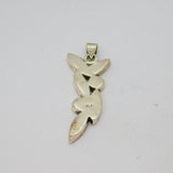 Sterling Silver Dyed Pink Shell Leaf Design Drop Pendant Vintage c1970