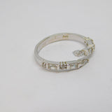 Sterling Silver Paste Set Cross Over Split Band Dress Ring Vintage c1970 Size O
