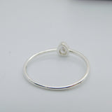 Sterling Silver Ring With Teardrop Diamond Paste Vintage c1970 Size O