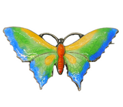 Sterling Silver & Colourful Enamel Butterfly Brooch Pin Antique c1940 Art Deco