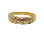 Gold On Sterling Silver Moissanite Patterned Dress Ring Vintage c1990 Size Q