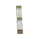 Sterling Silver Mother Of Pearl & Spinel Stick Drop Pendant Vintage c1970s