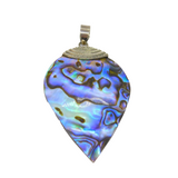 Sterling Silver Large Colourful Natural Shell Peardrop Pendant Modern c1990s