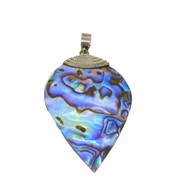 Sterling Silver Large Colourful Natural Shell Peardrop Pendant Modern c1990s