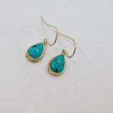 Pair of Sterling Silver Cabochon Turquoise Peardrop Hook Earrings Modern c1990