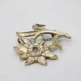 Art Deco Sterling Silver Welsh Daffodil Flower Brooch Antique c1930s