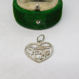 Sterling Silver Sweet Heart Charm Pendant Vintage c1970
