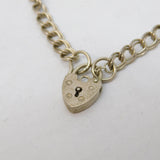 Sterling Silver Curb Link Charm Bracelet with Heart Clasp Vintage Birmingham
