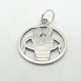 Sterling Silver 'Twins Of Gemini' Charm Pendant Vintage c1970