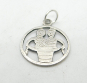 Sterling Silver 'Twins Of Gemini' Charm Pendant Vintage c1970