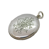 Victorian Sterling Silver Monogram Sweetheart Locket Pendant Antique c1880s
