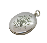 Victorian Sterling Silver Monogram Sweetheart Locket Pendant Antique c1880s