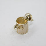 Sterling Silver Cat In Dustbin Charm Pendant Vintage c1970s