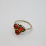 Sterling Silver Triple Baltic Amber Studio Style Dress Ring Vintage c1970 Size J