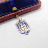 Sterling Silver and Coloured Enamel Travel Shield 'Hereford' Charm Vintage c1970