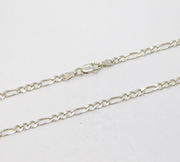 Sterling Silver Long Figaro Link Chain Necklace Vintage c1990s 74cm Length