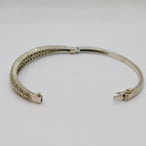 Sterling Silver Three Tier CZ Graduating Hinged Cuff Bangle Contemporary c1990