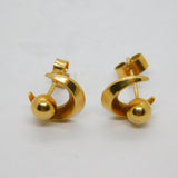 Pair of 9ct Yellow Gold Crescent Moon Stud Earrings Vintage c1970s