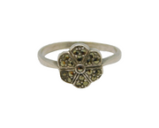Sterling Silver Marcasite Floral Art Deco Dress Ring Antique c1930 Size Q